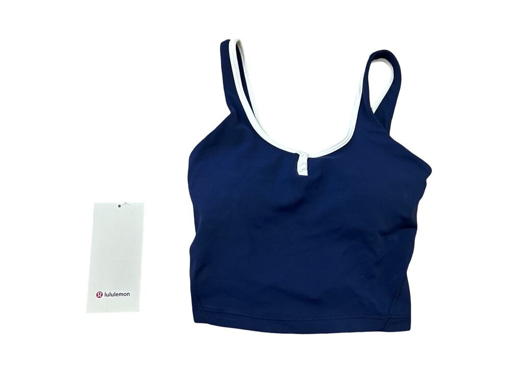Lululemon Align Notched-Neck Tank Size 2 Navy Blue White Nulu NWT